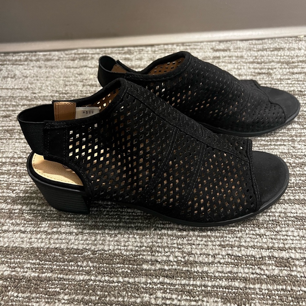 Route 66 Black and Cream Ankle Boots with Perforated Design